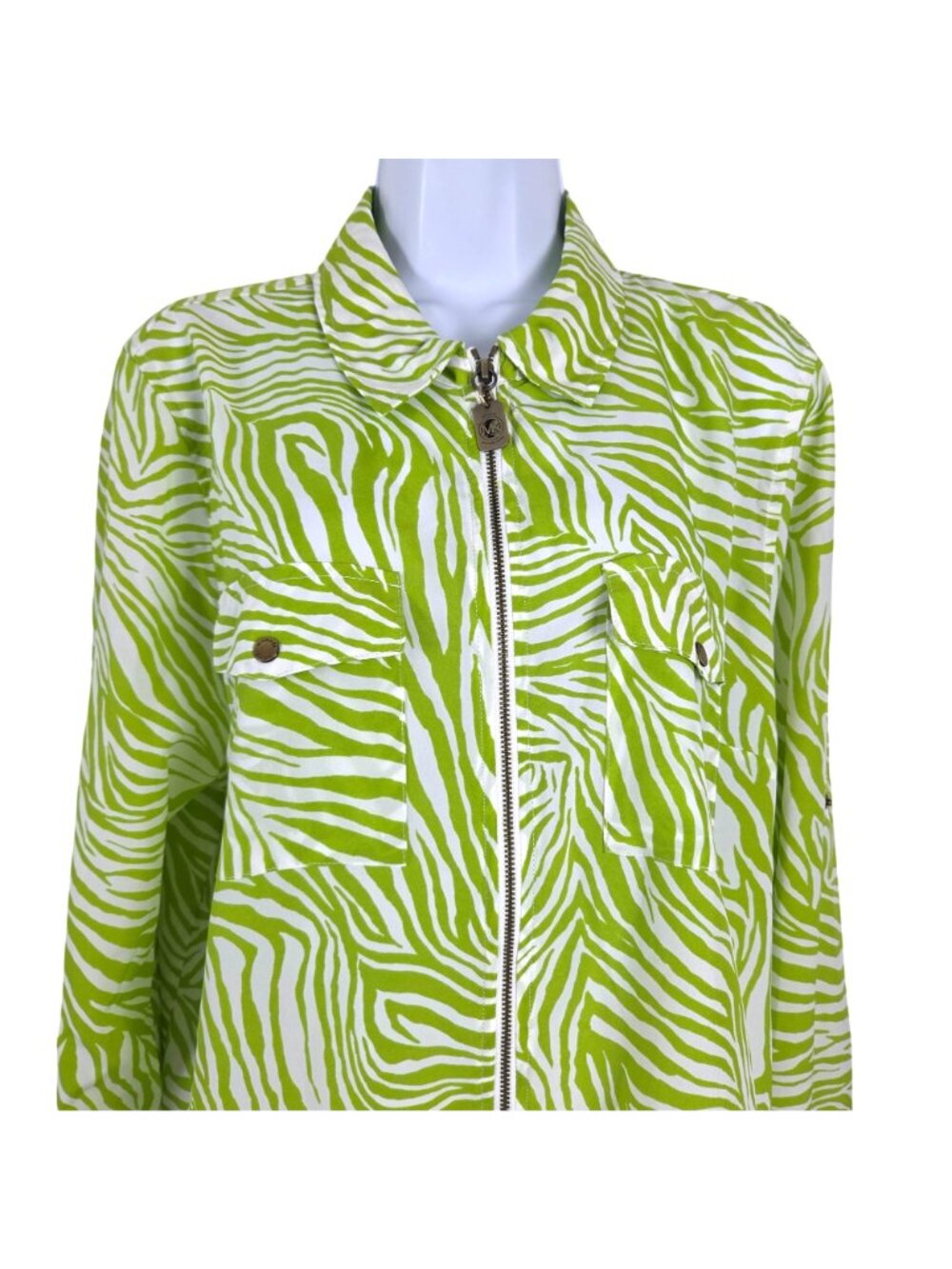 Michael Kors Womens XL Zebra Print Zip Jacket/Shirt Lightweight Stylish - Picture 2 of 9
